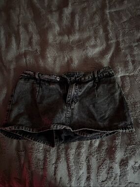 SHEIN Black Washed Denim Mini Skort